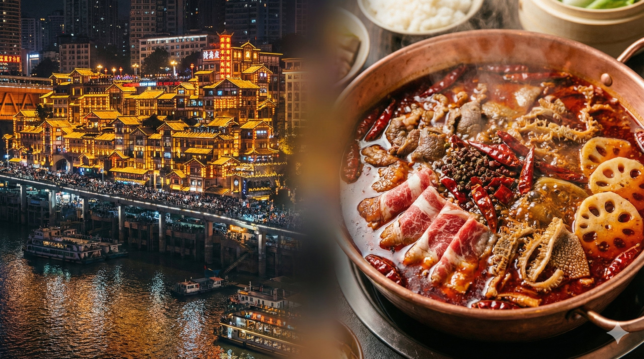 Chongqing Cyberpunk Night View and Hotpot
