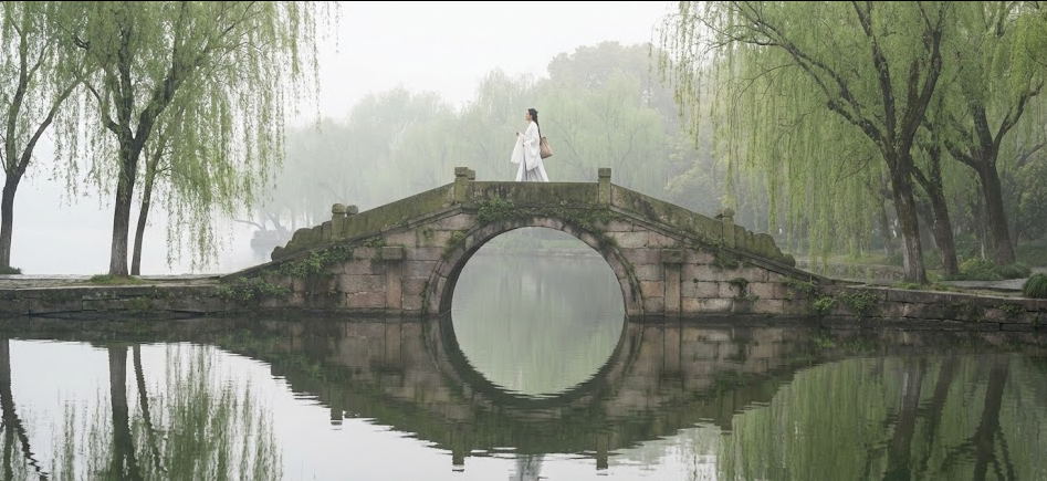 West Lake sunrise Hanfu photo location 2026.
