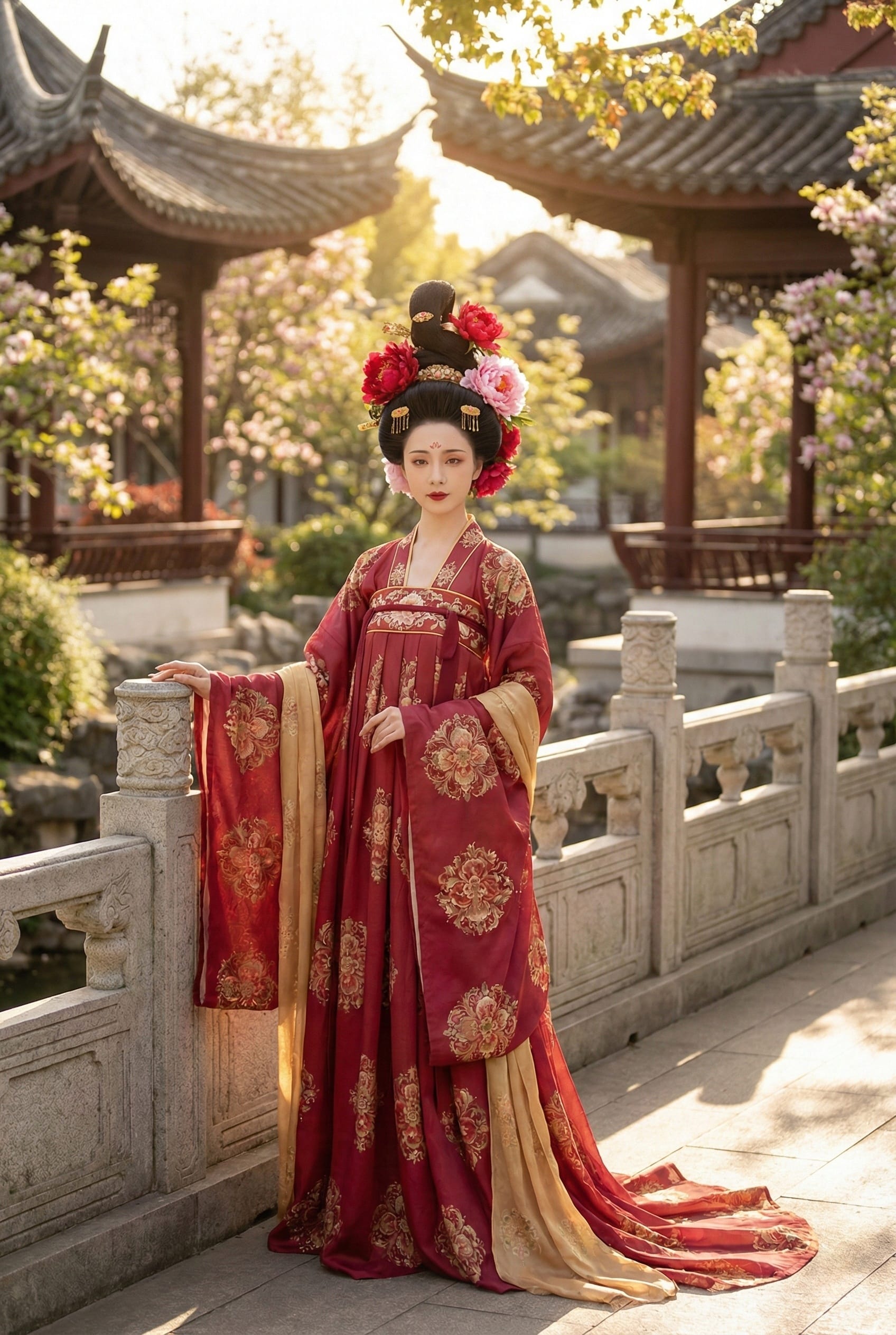 Tang dynasty qixiong ruqun with vibrant colors