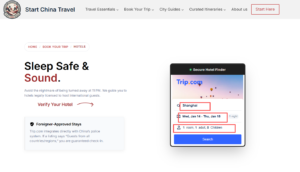 Foreigner-friendly hotels in China search widget on Trip.com 2026
