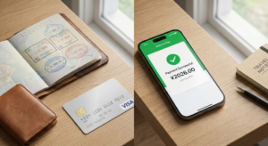 Essential tools for setting up WeChat Pay for foreigners including passport and smartphone.