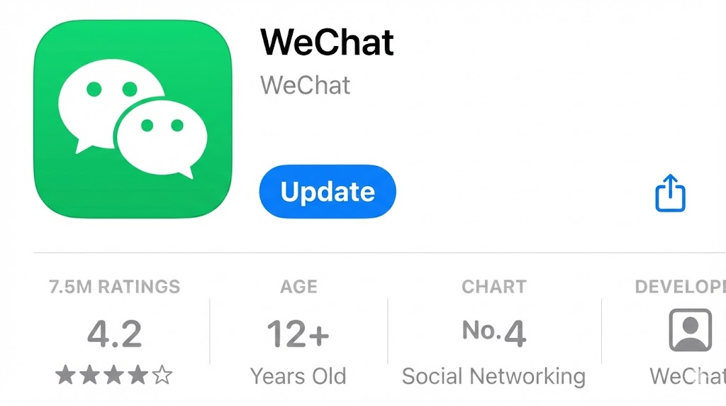 Official WeChat app store listing, the essential first step to setting up WeChat Pay for foreigners in 2026.