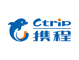 Ctrip 携程 logo: blue dolphin mark with Ctrip and Chinese characters for the China-market travel brand.