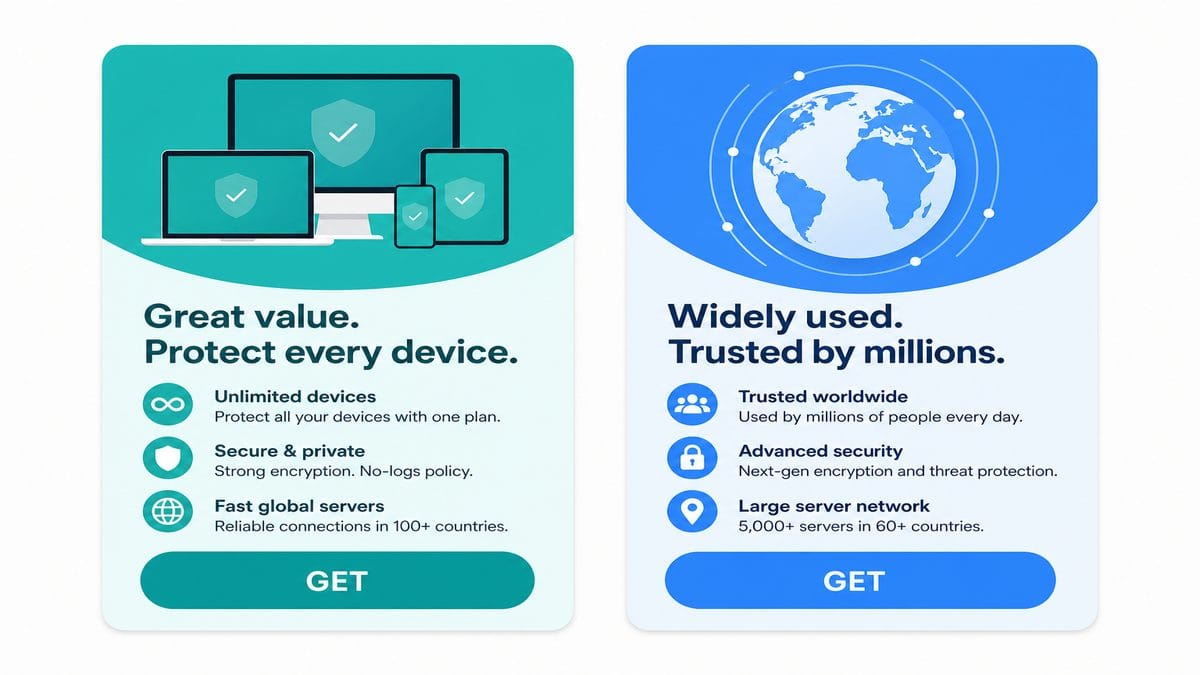 Surfshark and NordVPN deal cards