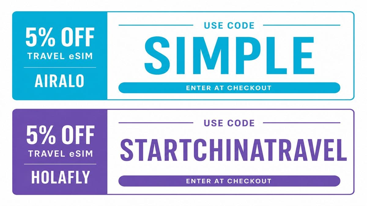 Promo codes SIMPLE and STARTCHINATRAVEL
