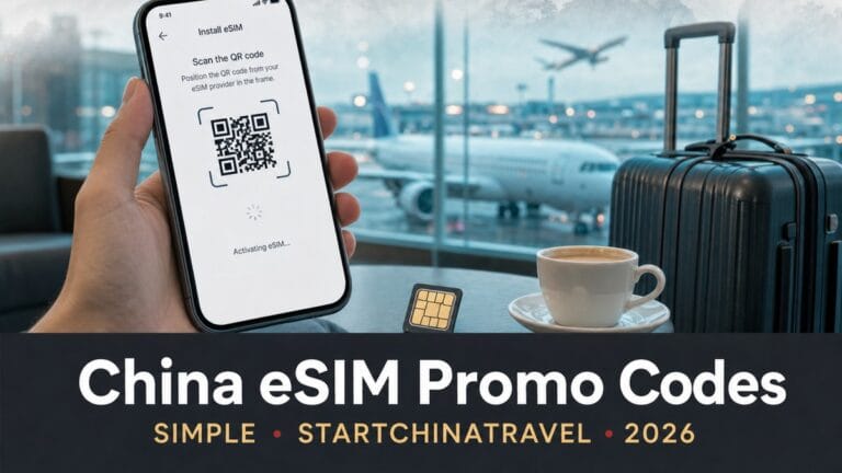 Featured cover: China eSIM promo codes, phone install QR at airport lounge