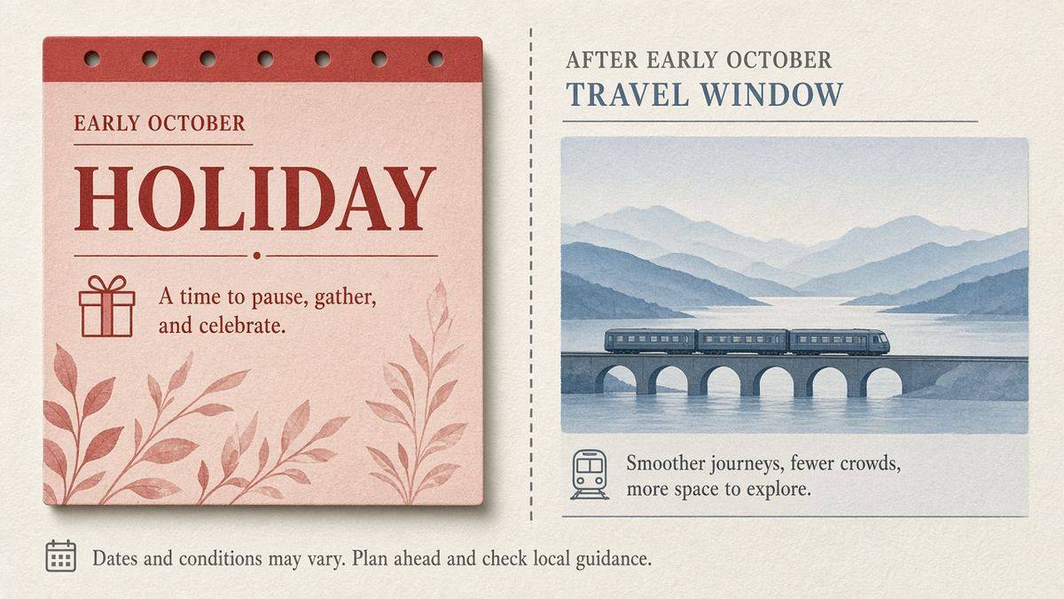 Editorial calendar of China National Day 1-7 October 2026 and quieter travel window after