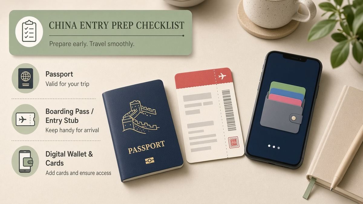 Editorial checklist illustration for Russian passport China entry documents