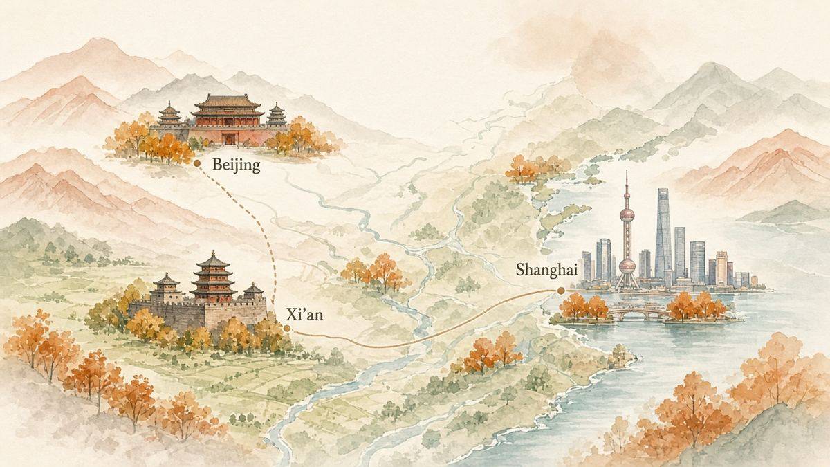 Editorial map Beijing Xian Shanghai October itinerary for foreigners